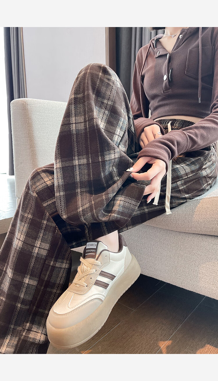 TonLion 2026 Autumn And Winter Women's Slimming Elastic-Grid Casual Pants, Loose Fit 19