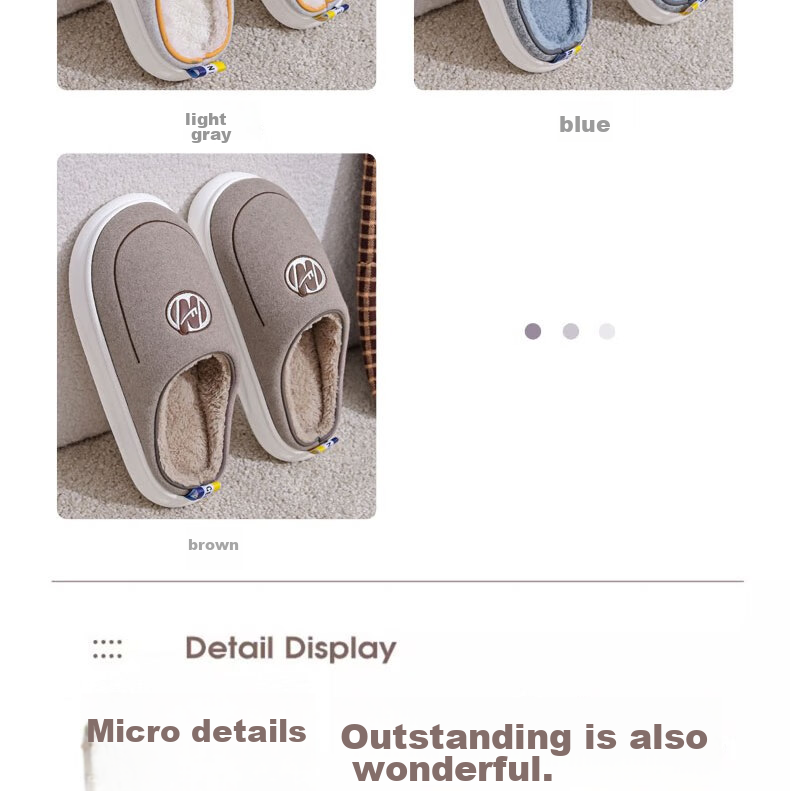 Huili Cotton Slippers, Thick Autumn And Winter Indoor/outdoor Couple Non-Slip Fleece-Lined Warm Cotton Shoes, HL0676, Brown, Size 42-43 7