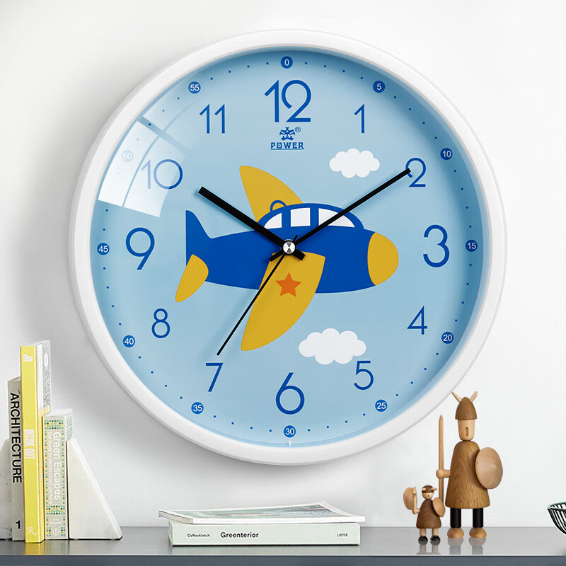 POWER Bawang Cartoon Creative Children's Wall Clock Slanted Student Learning Time Electronic Clock 30cm Dinosaur BW23043W8