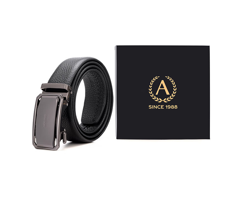 Aokang Men's Leather Belt with Automatic Buckle, Top Grain Cowhide, Birthday Gift for Husband 13