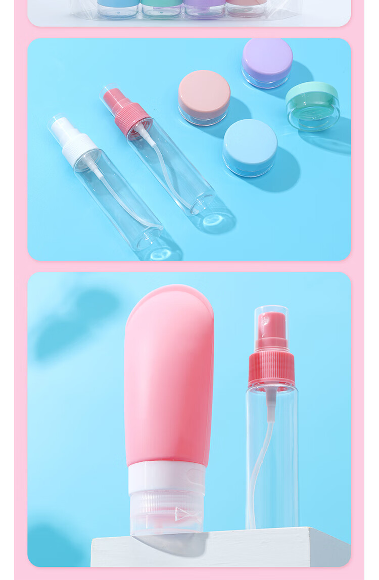 BUBM Travel Dispenser Bottle Set, Portable Squeeze Spray Bottles, Shampoo And Shower Gel Squeeze Bottles, Soft Tube Lotion Bottles, Cosmetic Sample Bottles 11
