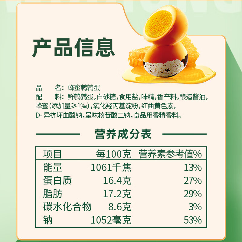 无穷即食卤蛋零食小吃熟食鹌鹑蛋蜂蜜味70g/袋共12独立小包