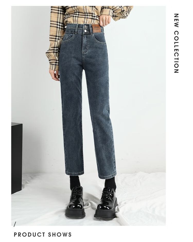Jeanswest Women's High-Waist Printed Polka Dot Floral Slim Straight-Leg Wide-Leg Jeans White S Spring Summer 15