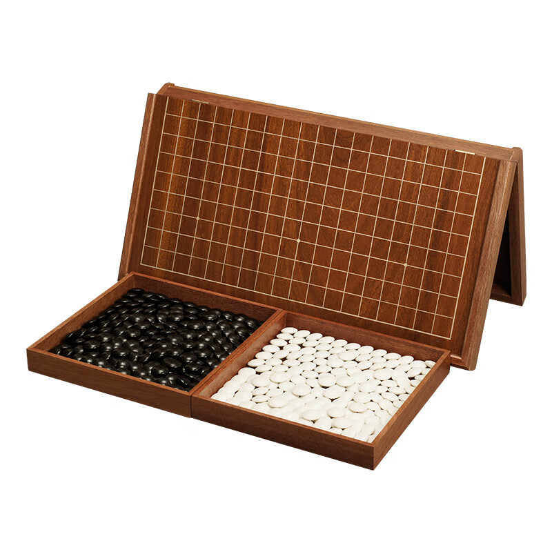 Yusheng Go And Gomoku Set, Folding Wooden Board for Children And Adults, Double-Sided Convex Go Stones for Camping
