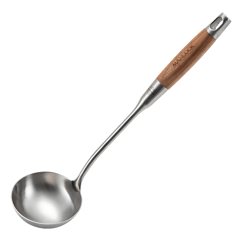 MAXCOOK Soup Ladle, 304 Stainless Steel Large Soup Spoon, Rosewood Thickened Spoon with Long Handle MCCU003