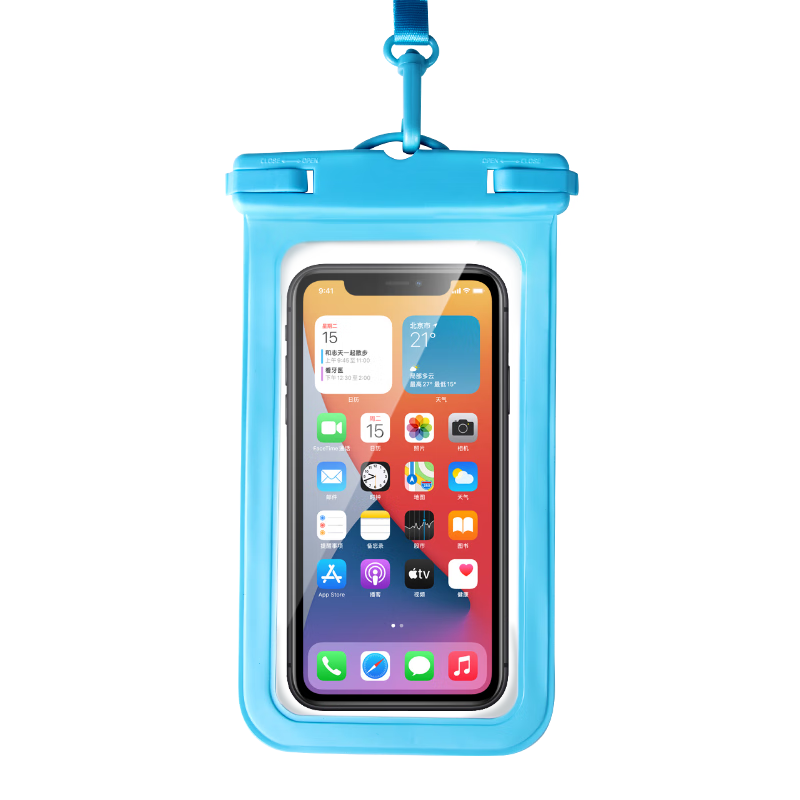 JOYTOUR Waterproof Phone Case, Touchscreen Compatible, Extra Large with Lanyard, Neck Strap, Swimming, Photography, Food Delivery Accessory, Waterproof Pouch Cover, Blue