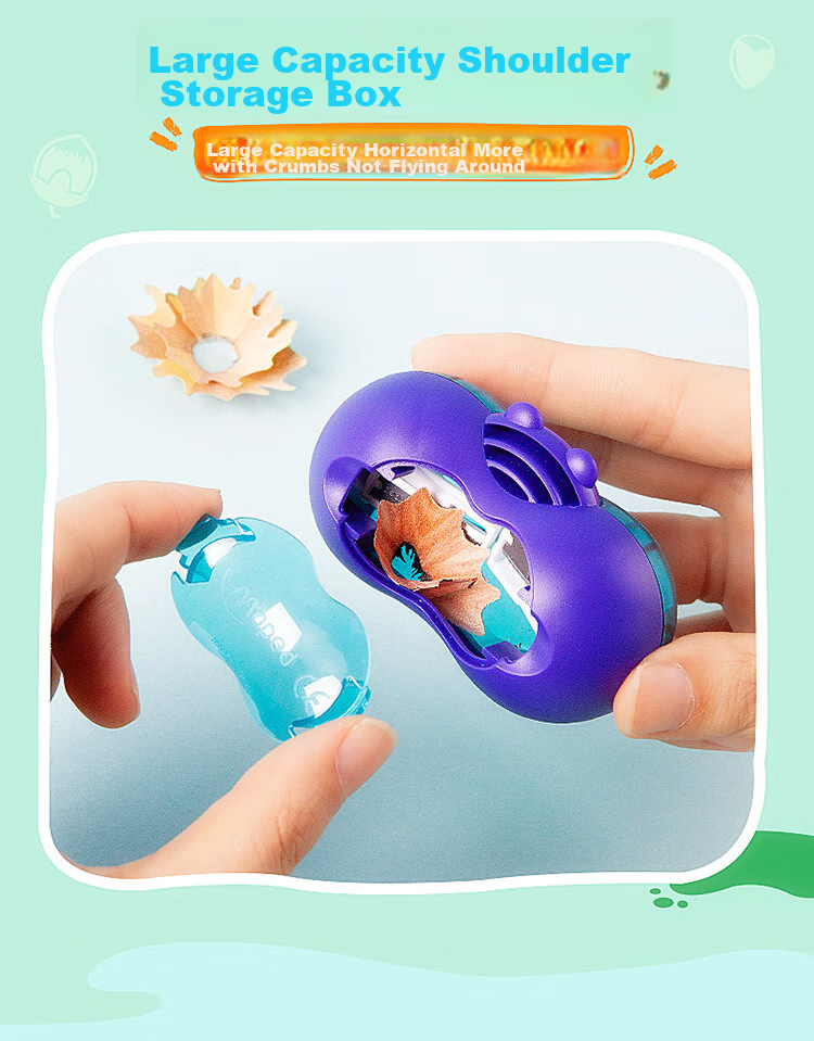Maped Greedy Squirrel Pencil Sharpener with Dual Holes, Manual Rotary Pencil Sharpener, Small Pencil Sharpener for Elementary School Students, 018410CH 7