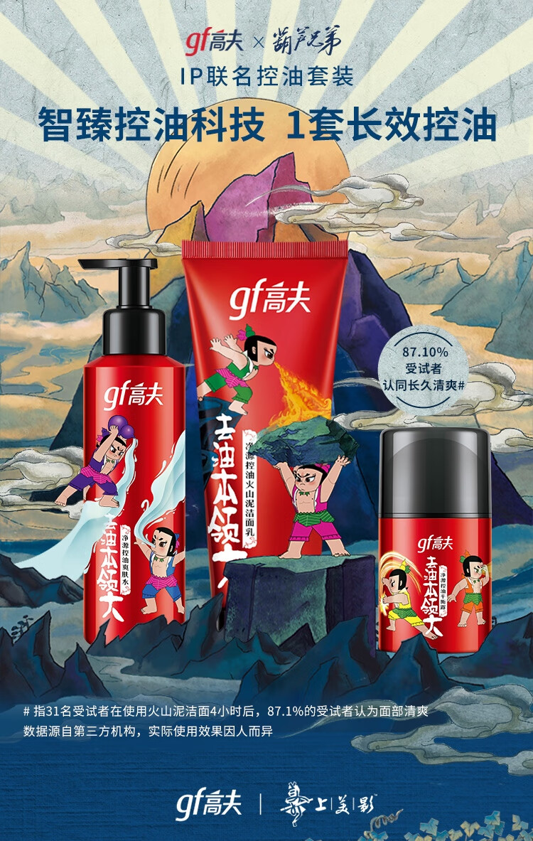 高夫净源控油三部曲ip联名限量版 洗面奶150g 爽肤水125ml 平衡露50ml赠洗面奶50g 2 面膜 5 商品详情