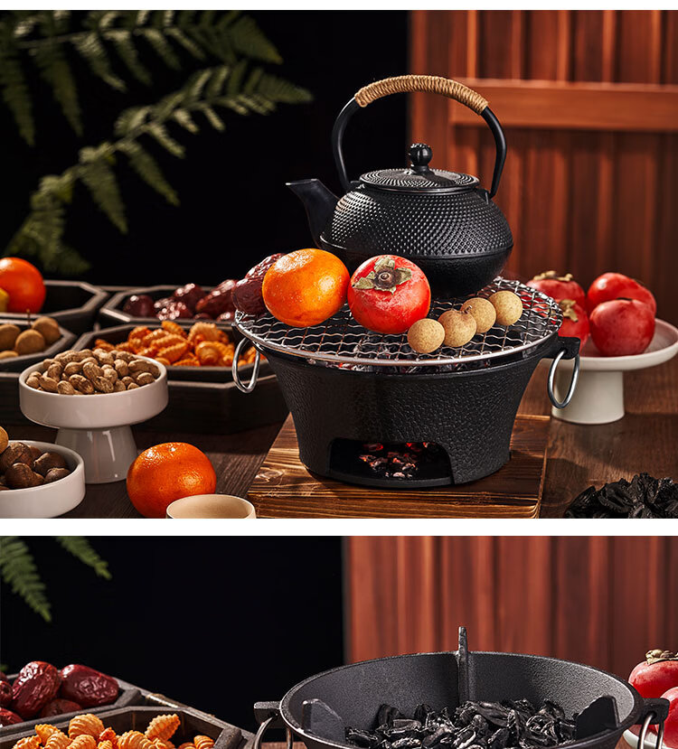 Suncojia Tea Brewing Stove, Barbecue Grill, Charcoal Stove, Tea Cooking Stove, Korean Barbecue Grill, Smokeless Wood Charcoal Grill, Large Size 10