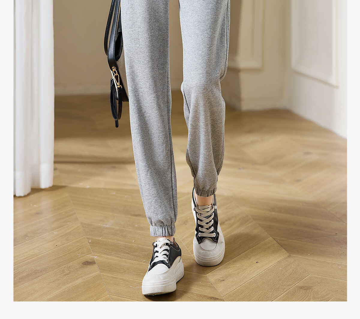 Chushen Women's Casual Pants with Elastic Waist, Versatile Slimming Effect, Pockets, Casual Tapered Leg Sweatpants Sports Pants S143K2006 1