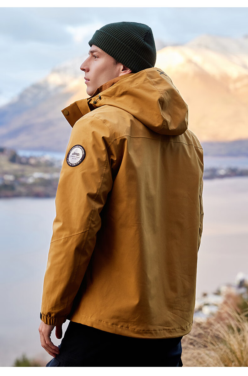 Jeep Men's Three-In Jacket, Outdoor Windproof And Waterproof, Detachable Fleece, Mountaineering Coat, 081 Brand, Black, Size M 16