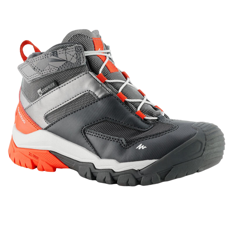 DECATHLON Children's Hiking Shoes, Outdoor Waterproof Trekking Shoes, Sports Shoes, QUJR Gray, Velcro, Size 32, 2999056