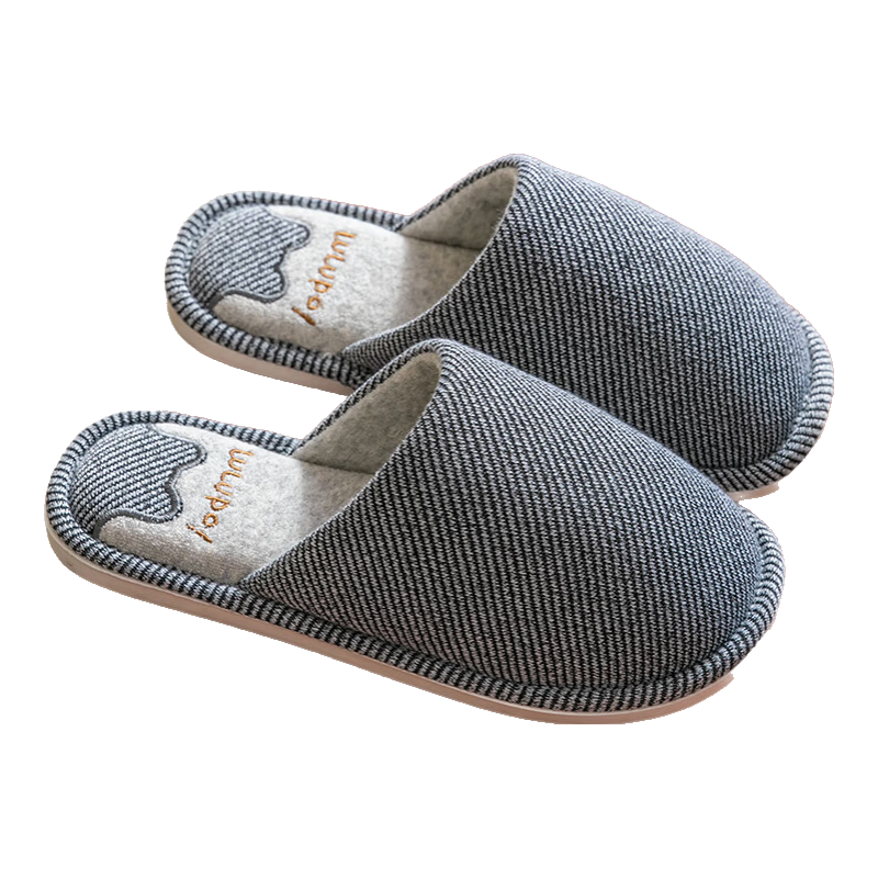 GUOLUOFEI Japanese-Style Wooden Floor Slippers for Men And Women, Indoor Thick-Soled Couple Slippers for All Seasons, Gray, Size 42-43