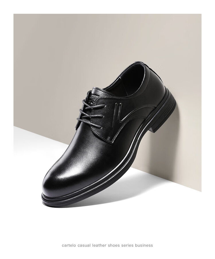 CARTELO Leather Shoes for Men, Business Formal Dress Shoes, Casual New Style Heightening Derby Shoes, Wedding Soft-Soled Breathable Groom's Shoes, British Style 12