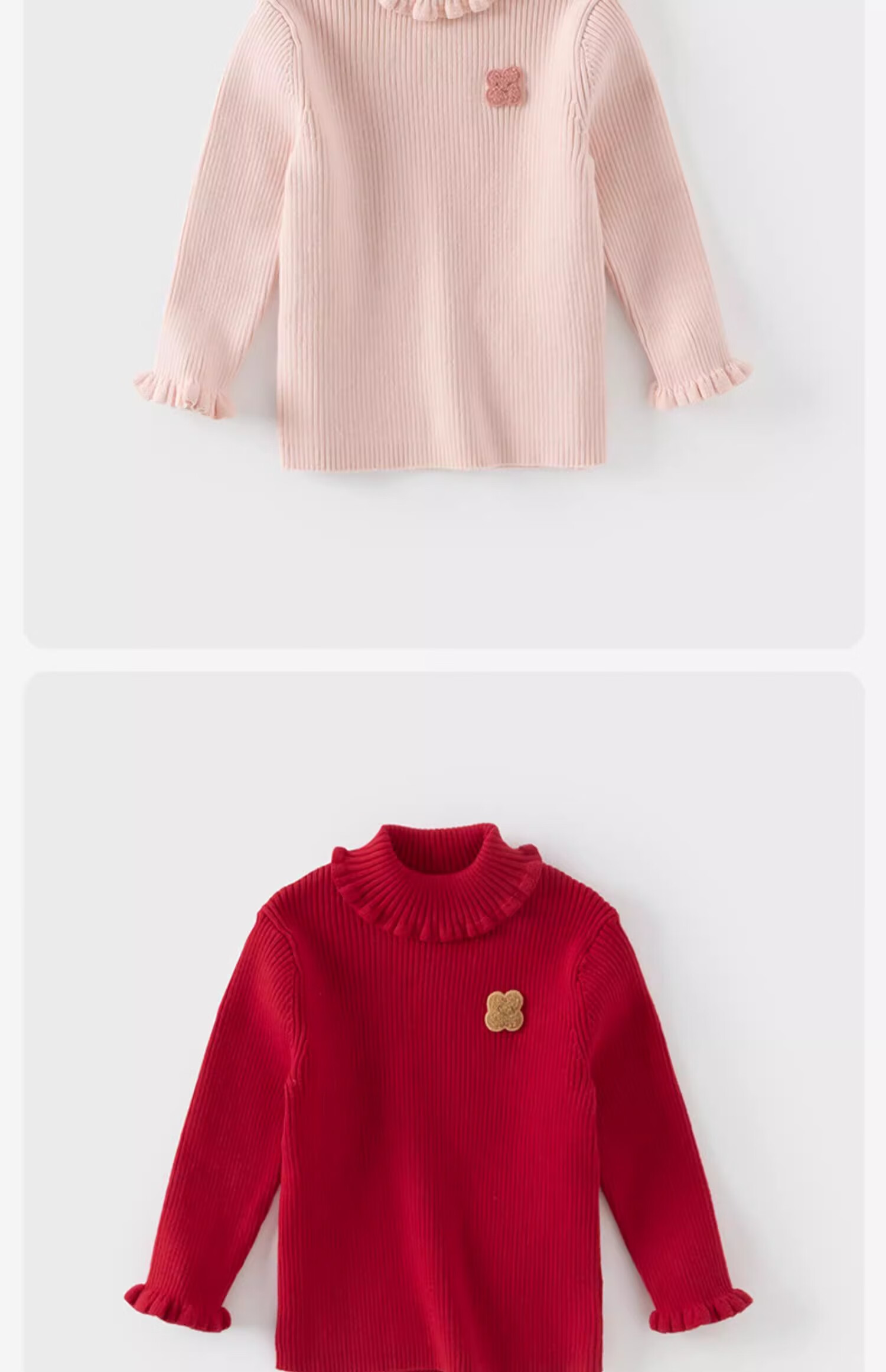 DAVE & BELLA Autumn Winter Girls Turtleneck Sweater Children's Stylish Knit Pullover New Year Top 3