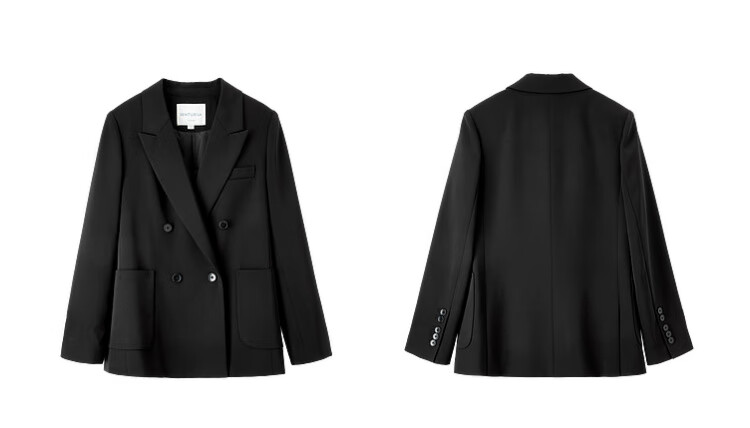 Sentubila Formal Professional Suit Set for Women, Spring And Autumn Elegant Blazer Jacket with Cropped Pants Two-Piece Set, Black, Size S 27