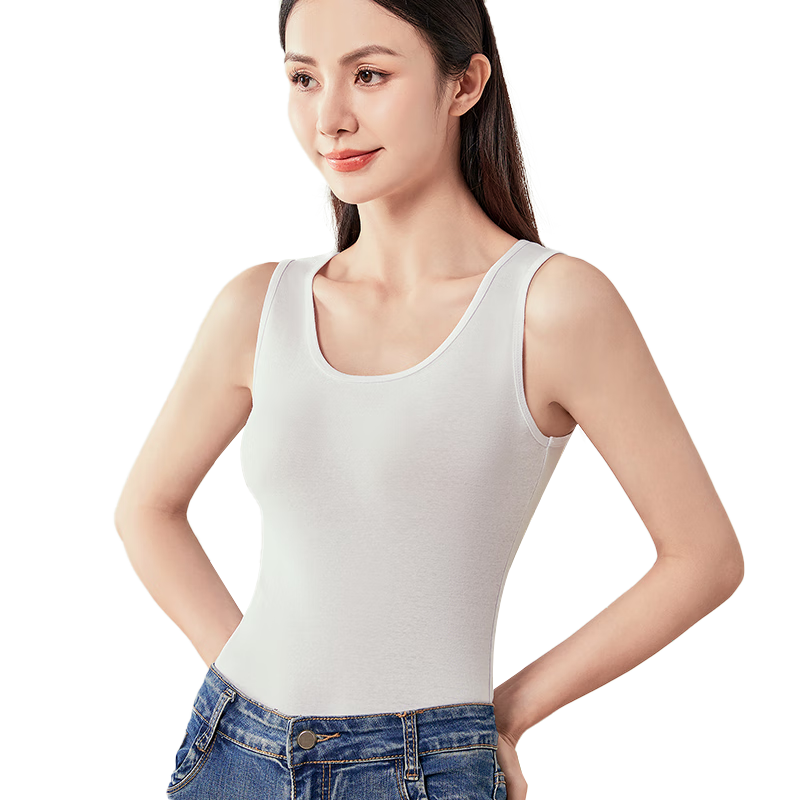 MiiOW Women's White Tank Top, Summer Pure Cotton 100%, Sexy Backless Inner Wear, Sleeveless Undershirt, Outer Wear Top