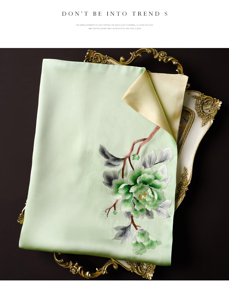 Hangsi Mansion Su Embroidery Silk Scarf Shawl Mulberry Silk Luxury Set Birthday Holiday Gift for Mom - Butterfly Green 23