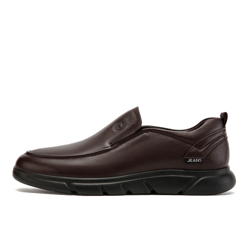 CAMEL Brand Leather Shoes, Men's Business Casual Shoes, Soft Sole And Upper, Dad's Slip-On Shoes, W932263660, Brown, Size 42