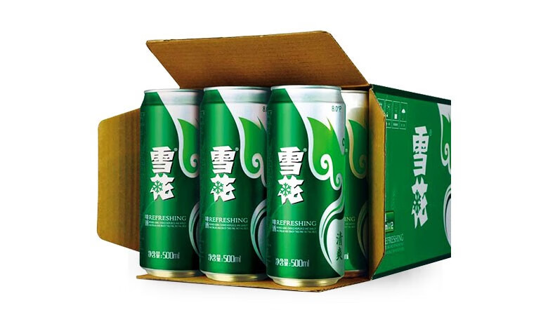 雪花啤酒(snowbeer)8度清爽普啤 500ml听*12罐 纸箱手提 整箱装 8