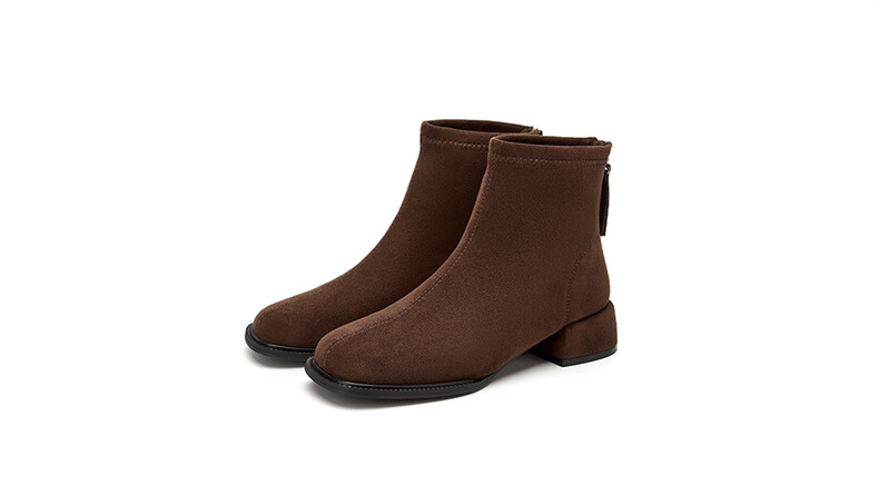 Daphne Women's Winter Fleece-Lined Suede Chunky Heel Ankle Boots Black Size 39 11