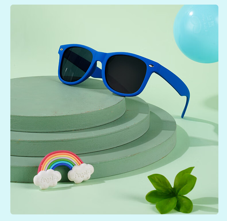 Angelamiao Children's Sunglasses for Boys, Kids' Sunglasses, UV Protection Children's Glasses, Blue Frame Back-To 10