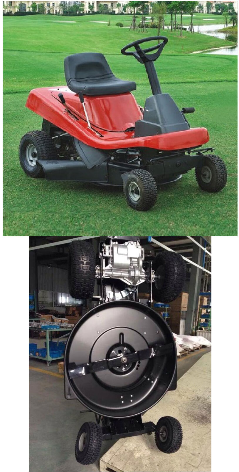秦岩坐式割草机汽油草坪车 草箱