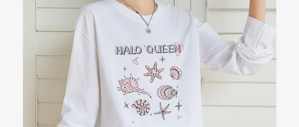 Halo Queen Long-Sleeve T-Shirt for Women, Spring And Autumn Round Neck Shell Cute Casual Versatile Base Shirt Top New Product H143T2020 2