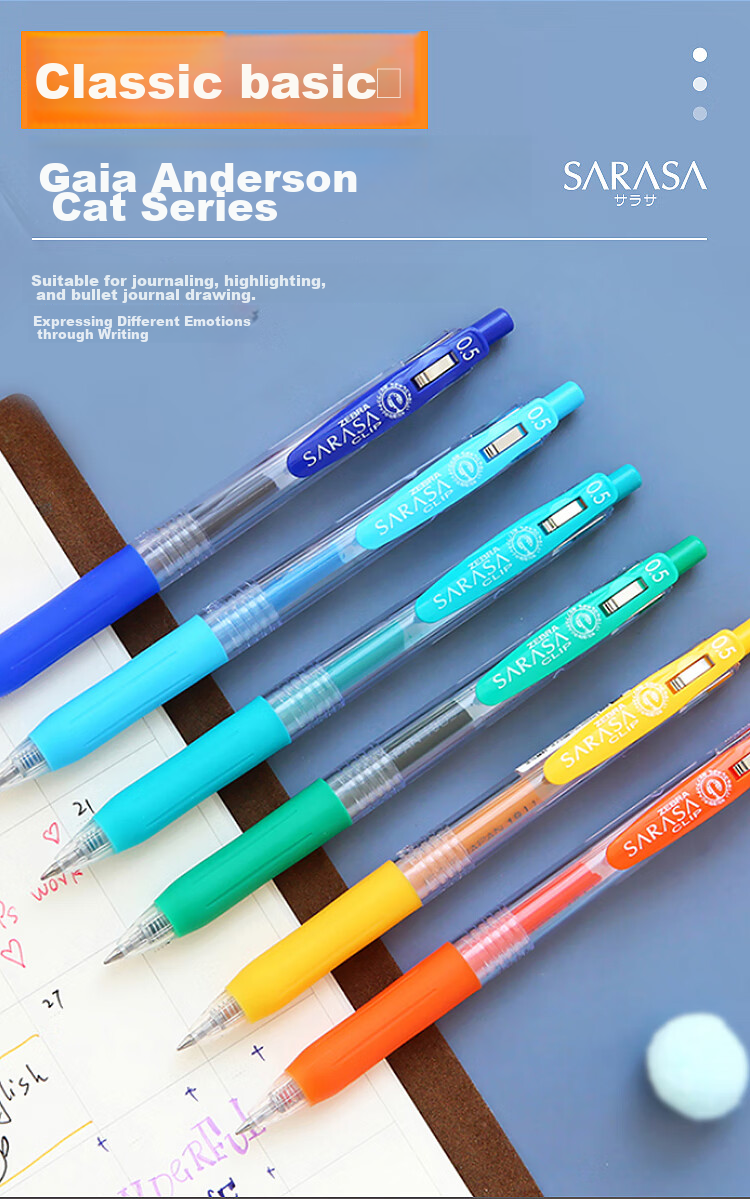 ZEBRA JJ15 Retractable Gel Pen, Signature Pen, 0.5mm Bullet Tip, Gel Ink Pen, Student Colorful Journal Pen, Blue And Black, Pack of 5 16