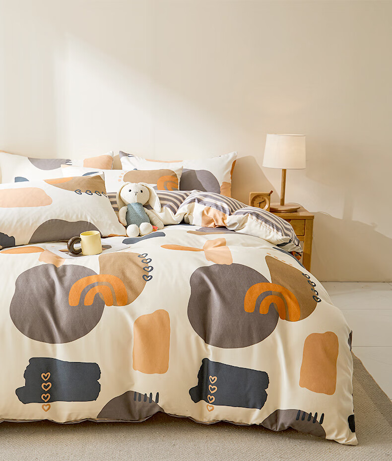 Grace 10A Antibacterial Skin-Friendly 4-Piece Bedding Set for 1.5/1.8m Bed, Includes Sheet, Pillowcases, and Duvet Cover 200x230cm, Suitable for Student Dormitory 9
