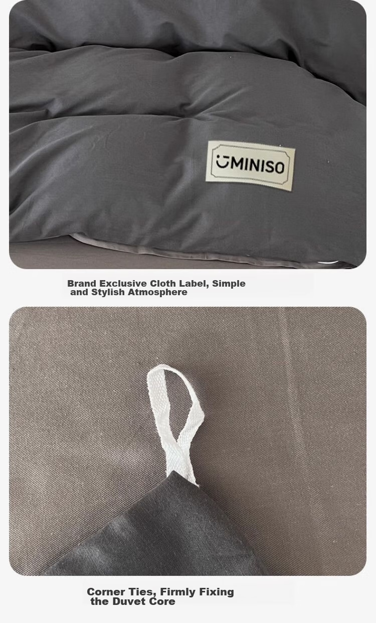 MINISO 100% Pure Cotton Four-Piece Bedding Set, All-Cotton Bedsheet And Duvet Cover, 220*240cm, for 1.8/2 Meter Bed 12