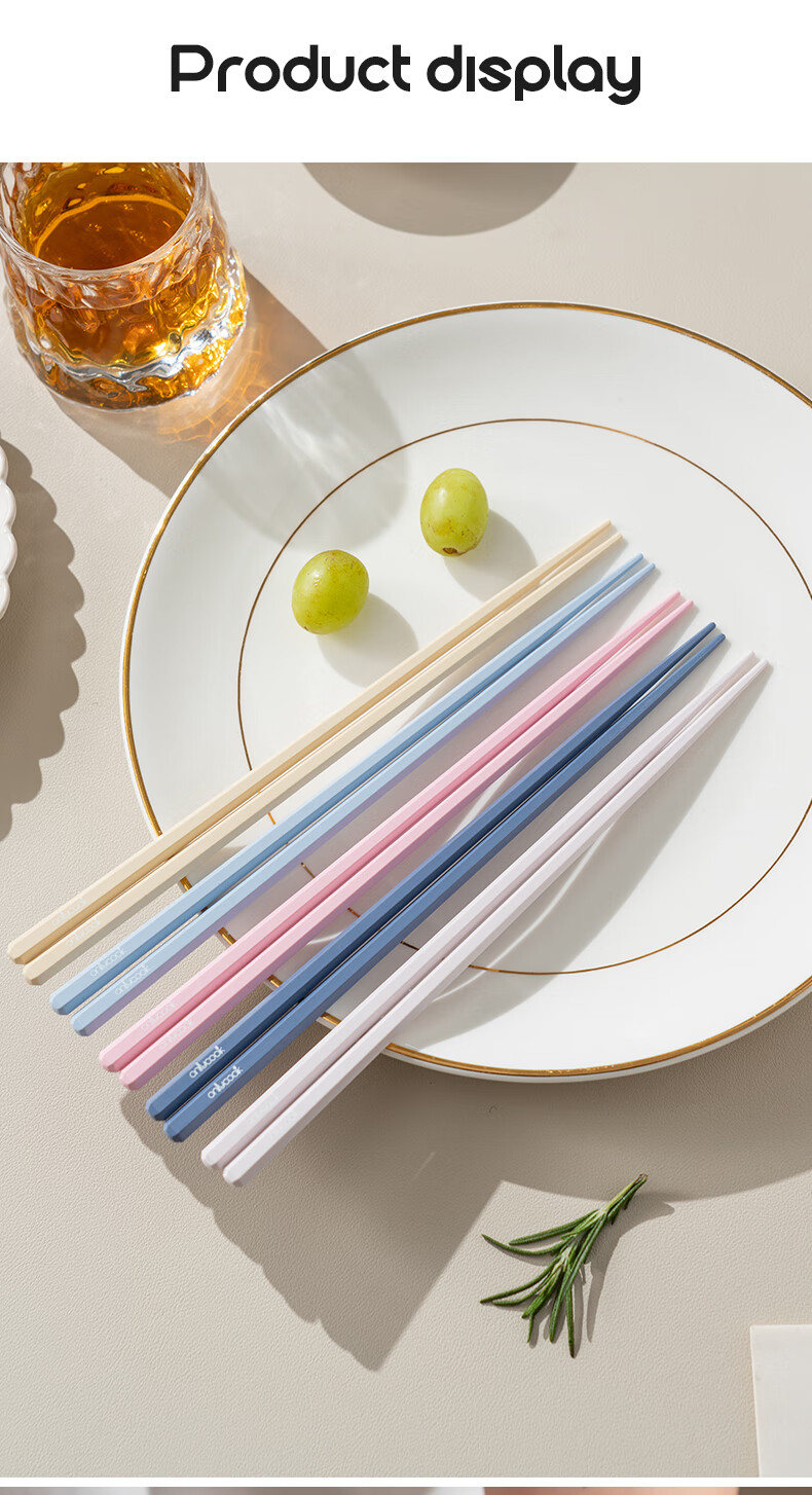 Onlycook Non-Slip Alloy Chopsticks, Antibacterial Anti-Mold Heat-Resistant Divided Chopsticks, One Pair Per Person for Home Use, Five Pairs Set 10
