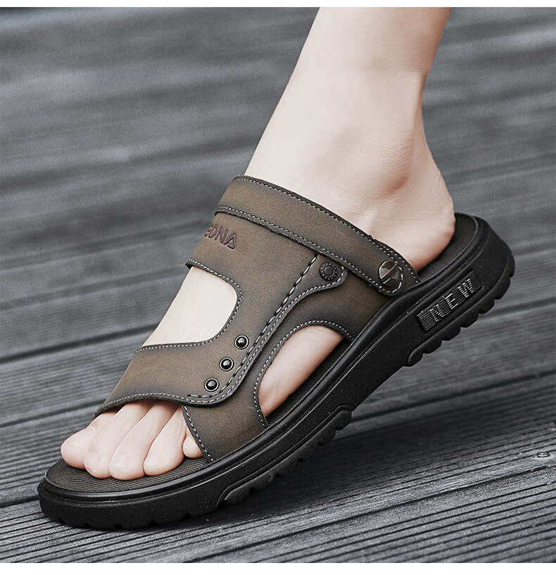 CARTELO Men's Sandals, Summer Breathable Outdoor Beach Shoes, Men's Hole Shoes, Soft-Soled Slippers for Men, 1228 Black, Size 42 10