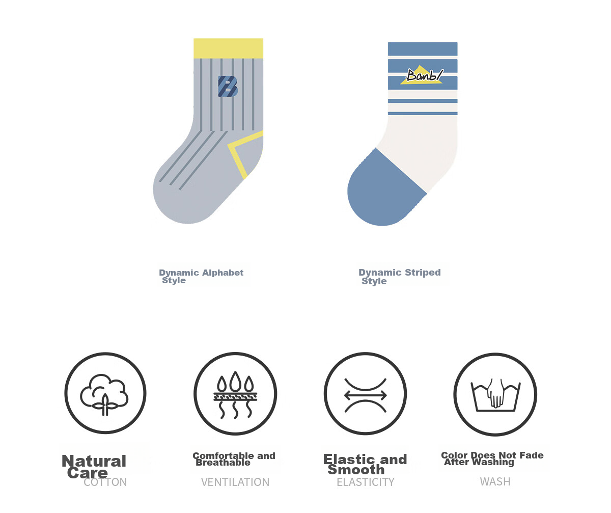 Banbi Children's Socks for Boys, Summer Mesh Thin Style, Spring And Autumn Mid-Calf Cotton Socks for Older Kids, BB23015, Size 18-20 1