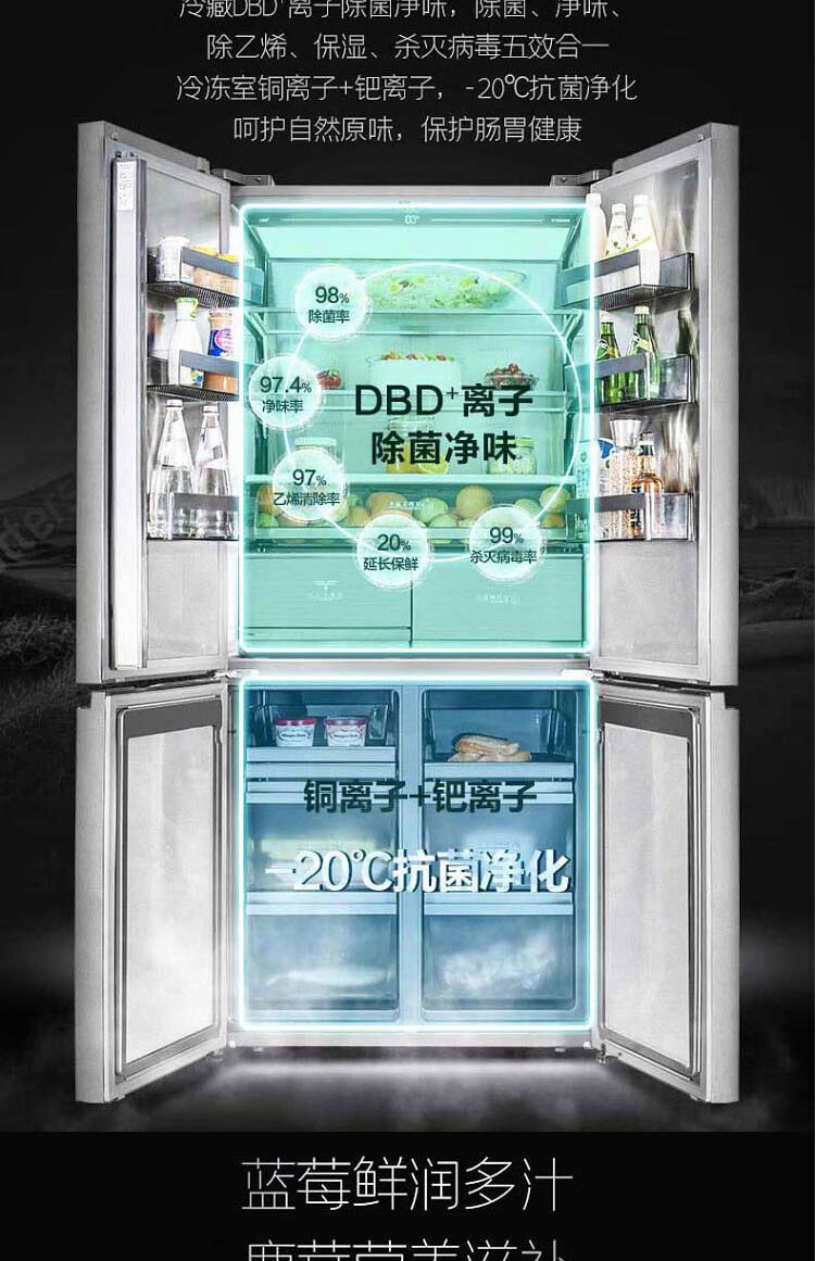 海信HISENSE/ BCD-560WTDGVBPMIV十字对开门真空保鲜一级变频冰箱 十字门新款_星河墨岩_BCD-560WT
