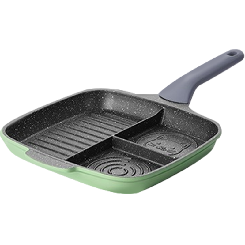 COOKER KING Non-Stick Frying Pan, Flat Bottom Pan, Breakfast Steak Pan, 26cm, Compatible with Induction Cookers, Bamboo Green Stone, JG26ZC