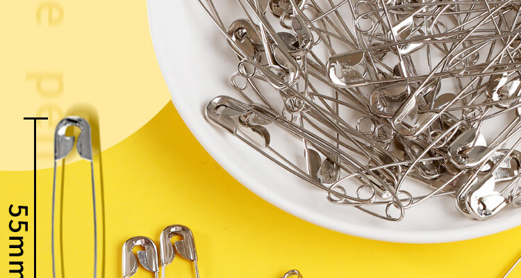 DiLe Premium Series, 26mm Silver Large Safety Pins, 300 Pieces/box, Children's Safety Bed Sheet And Duvet Cover Simple Pin Fasteners, Clothing Clips, Small Curved Pins, Paperclips, 2230 10