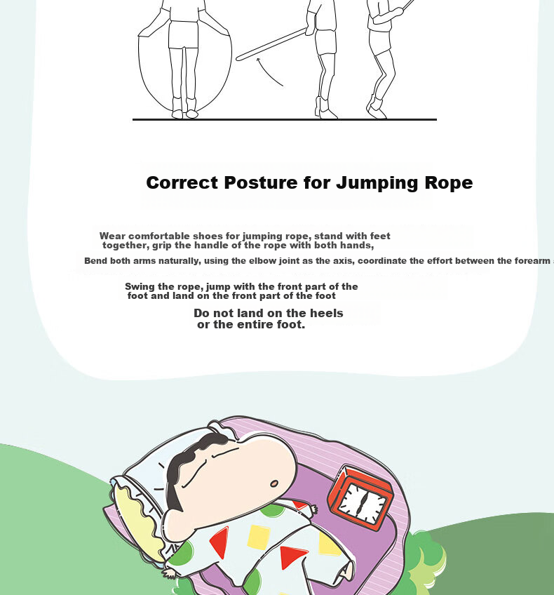 Deli Crayon Shin-Chan Co-Branded Cotton Jump Rope for Children And Students, Durable Cotton Material, Pink, Includes Stationery And Stickers 14