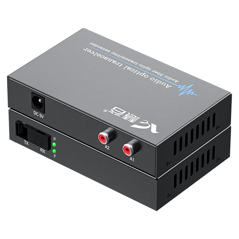 Huigu Audio Optical Terminal, 2-Channel One-Way Audio RCA Connector, Audio Fiber Optic Transceiver Converter, Fiber Optic Extender, SC Interface, HG-812A