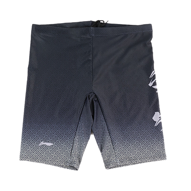 LI-NING Men's Five-Point Fitness Swim Trunks Quick-Dry Casual Swimwear 798-2 Black Gray XL