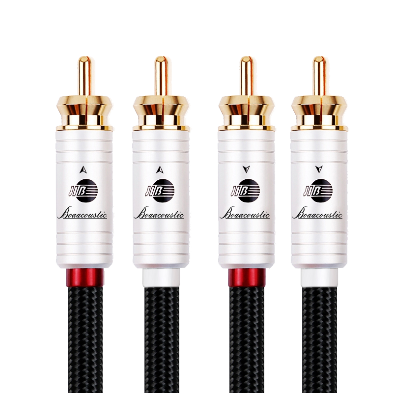 jib德国蟒蛇 发烧级双莲花头音频线二对二 2rca公对公红白模拟信号线