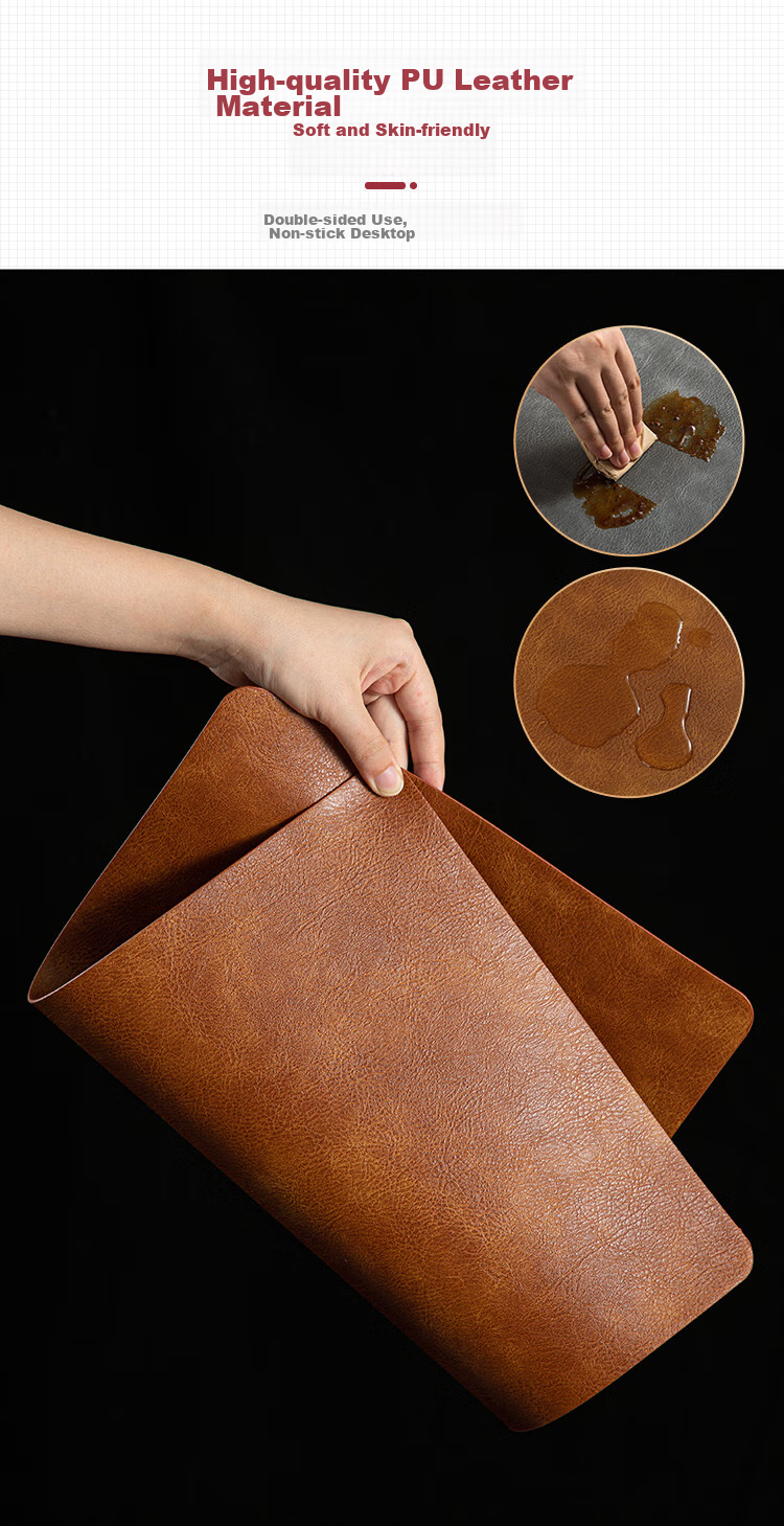 Banwushenghuo Luxury Leather Placemat, High-End Rectangular Table Mat for Western Cuisine, Steak Placemat, Waterproof, Oil-Proof, Heat-Resistant Mat 8