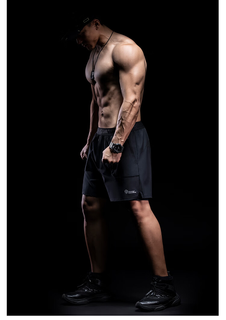 Monster Guardians Men's Sports Shorts with Double-Sided Lining for Summer, Marathon, Basketball, Outdoor Quick-Dry Athletic Pants, Black, Size L 8