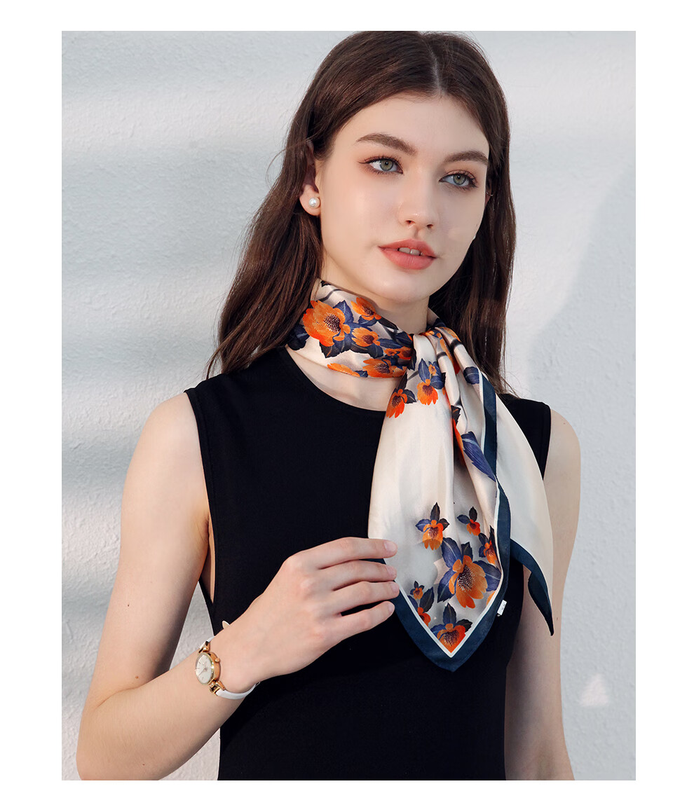 Hangsilu Silk Scarf for Women, Square Scarf, Lightweight Mulberry Silk Neck Scarf, Birthday And Holiday Gift for Mom, Teacher, Or Friends 16