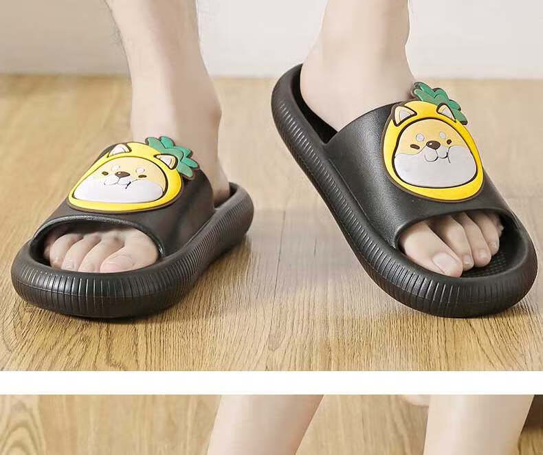 Huameijianbu Cartoon Dog Parent-Child Style Bathroom Indoor And Outdoor Wear Soft Elastic Slippers Men's Model HM901817 Dark Gray Size 44-45 21