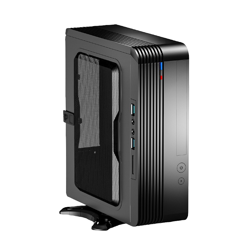 GAMEMAX Mini ITX Case, Wall-Mountable HTPC Computer Case (With 200W Power Supply, U3 Card Reader Port)