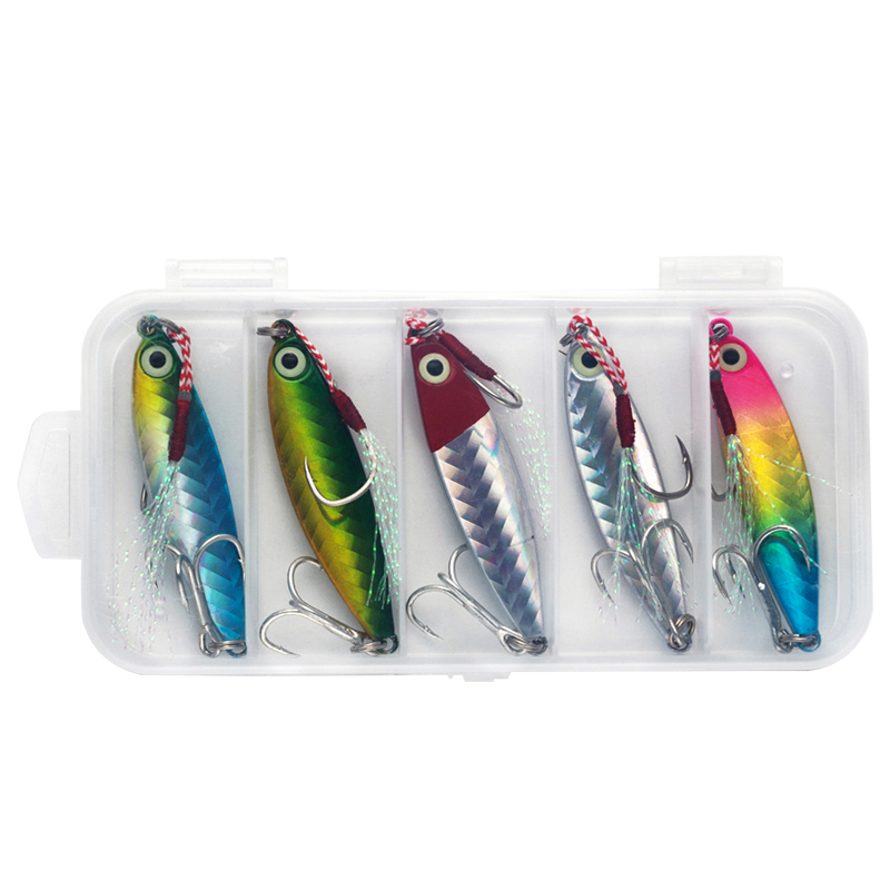 15g Iron Plate Road Lure Long Cast Artificial Bait Flashing Holographic Realistic Lure Laser Universal Freshwater and Saltwater Fishing Tackle Fake Fish Bait Set