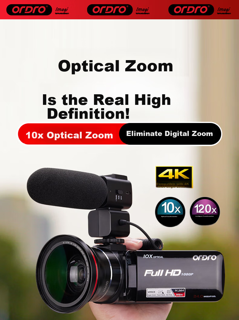 ORDRO Z82 Camera, High-Definition Professional Live Streaming And Recording Device, Digital Camcorder, Portable Handheld DV, 10x Optical Zoom, 120x Intelligent Zoom, Vlog Short Video 3