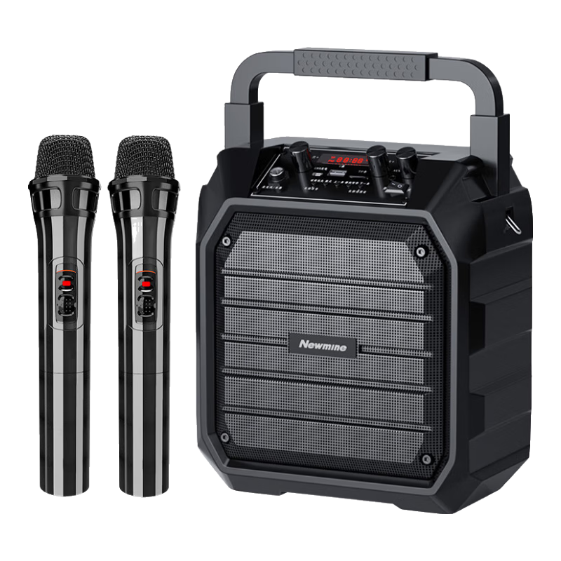 Newmine K98 Wireless Bluetooth Speaker, Outdoor High-Volume Square Dance Speaker, Compact Home Radio, Portable Handheld with Microphone, Street Vendor Stall Loudspeaker, Dual Microphone Versio