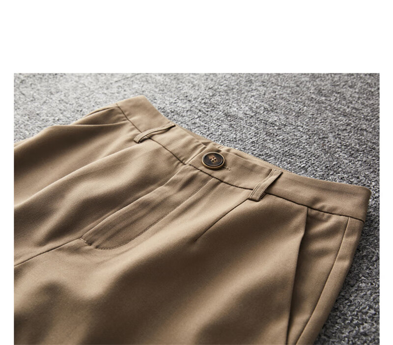 Dme Cropped Pants for Spring And Autumn, New Straight-Leg Suit Pants with Fake Pockets, Casual Trousers for Women, Khaki, S 74
